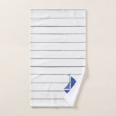 Blue Sailboat Nautical Shiplap Bath Towel Set Bad Handdoek (Handdoek)