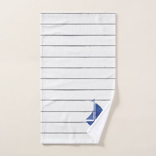 Blue Sailboat Nautical Shiplap Bath Towel Set Bad Handdoek (Handdoek)