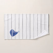 Blue Sailboat Nautical Shiplap Bath Towel Set Bad Handdoek (Handdoek)