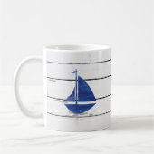 Blue Sailboat Nautical Shiplap Rustic Koffiemok (Links)