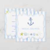 Blue Sailing Anchor Nautical Vrijgezellenfeest Kaart (Voorkant / Achterkant)