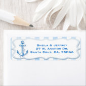 Blue Sailing Anchor Nautical Wedding Address Etiket (Insitu)