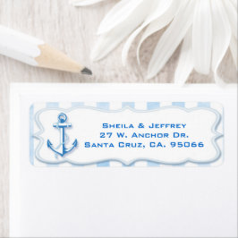 Blue Sailing Anchor Nautical Wedding Address Etiket