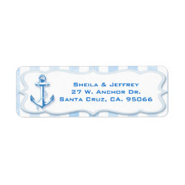 Blue Sailing Anchor Nautical Wedding Address Etiket