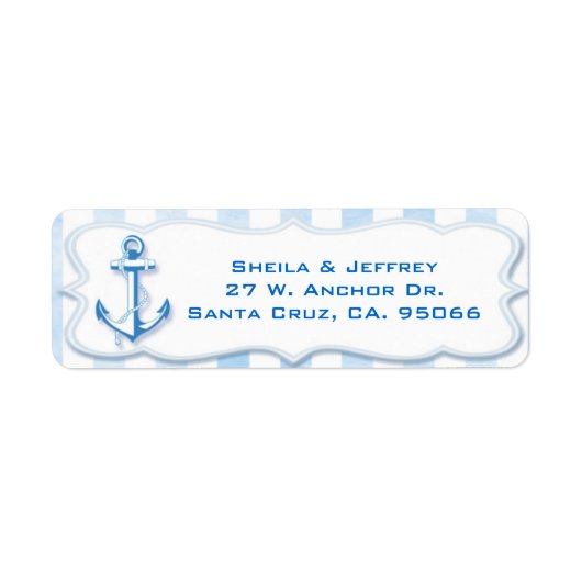 Blue Sailing Anchor Nautical Wedding Address Etiket (Voorkant)