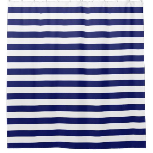 Blue Sailor Stripe (op grote schaal) Douchegordijn (Voorkant)