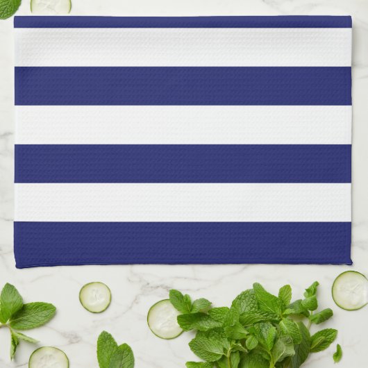 Blue Sailor Stripe (op grote schaal) Theedoek (Gevouwen)