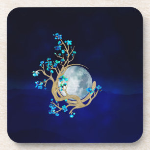 Blue Sakura Blossom Zen Moon Bier Onderzetter