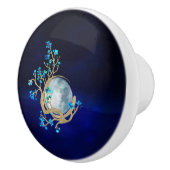 Blue Sakura Blossom Zen Moon Keramische Knop (Rechts)