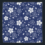 Blue Sakura Pattern Bandana<br><div class="desc">Traditionele Japanse Sakura white cherry bloesem bloemen op blauw.</div>