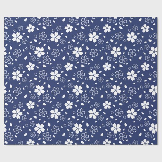 Blue Sakura Pattern Cadeaupapier (Vlak)
