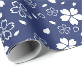 Blue Sakura Pattern Cadeaupapier (Rol Hoek)