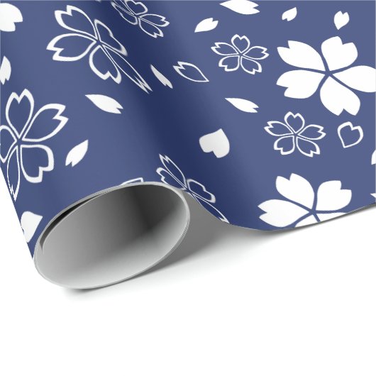 Blue Sakura Pattern Cadeaupapier (Rol Hoek)
