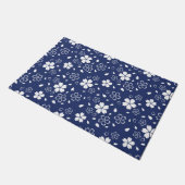 Blue Sakura Pattern Deurmat (Schuin)
