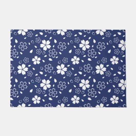 Blue Sakura Pattern Deurmat (Voorkant)