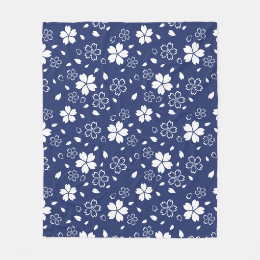 Blue Sakura Pattern Fleece Deken (Voorkant)