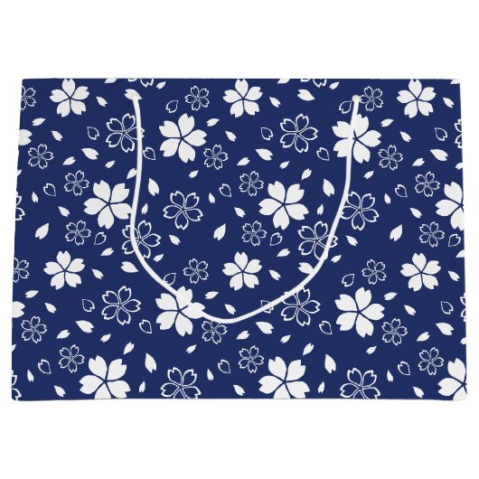 Blue Sakura Pattern Groot Cadeauzakje (Voorkant)