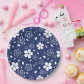 Blue Sakura Pattern Papieren Bordje (Feest)