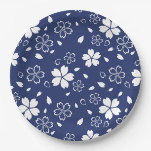 Blue Sakura Pattern Papieren Bordje