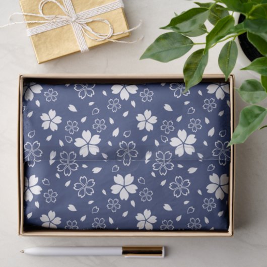 Blue Sakura Pattern Tissuepapier (Geschenk)