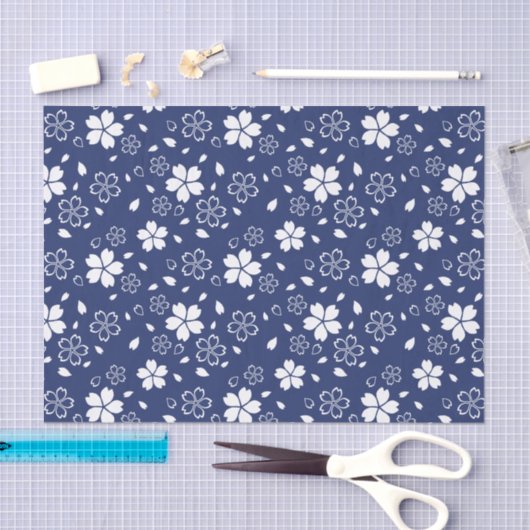 Blue Sakura Pattern Tissuepapier (Craft)