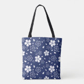 Blue Sakura Pattern Tote Bag (Achterkant)