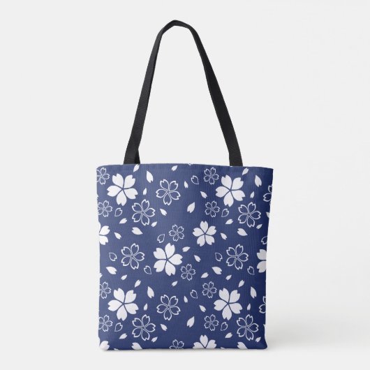 Blue Sakura Pattern Tote Bag (Achterkant)