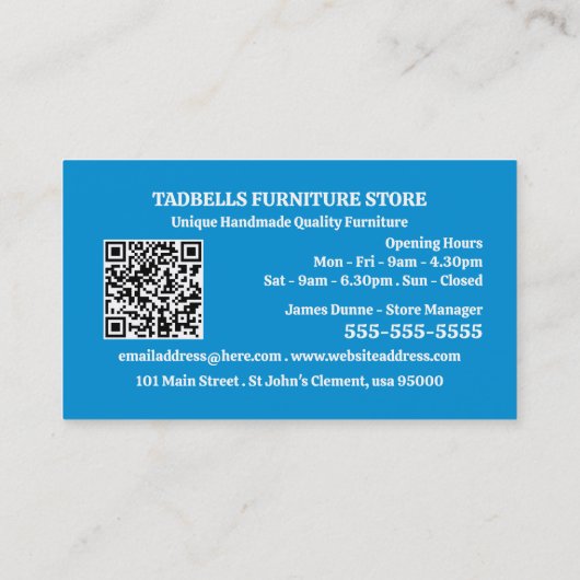 Blue Salon - Meubelwinkel Verkoop Visitekaartje (Achterkant)