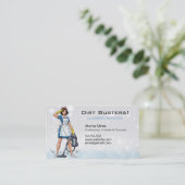 Blue Salute Dirt Busters Schoonmaak Lady Service Visitekaartje (Staand voorkant)
