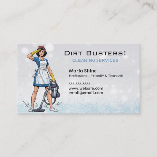 Blue Salute Dirt Busters Schoonmaak Lady Service Visitekaartje (Voorkant)