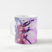 Blue Samurai & Cherry Blossom Ink Art Motivational Koffiemok (Voorkant links)