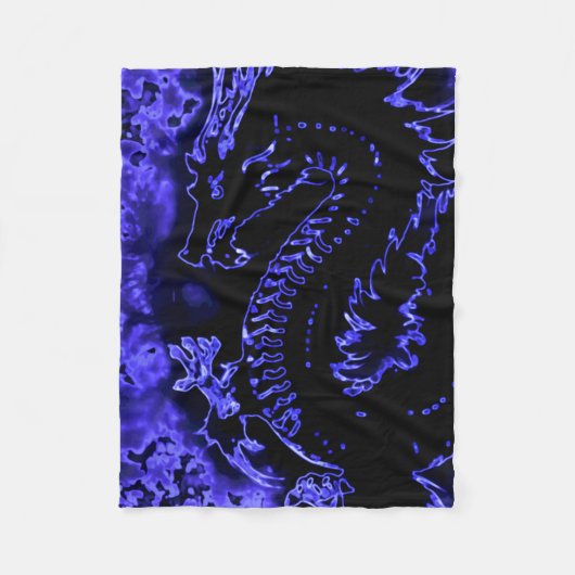 Blue Samurai Spirit Dragon Blanket Fleece Deken (Voorkant)