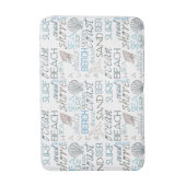 Blue Sand Beach Theme Shells Words Badmat (Voorkant Verticaal)