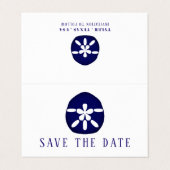 Blue Sand Dollar, foto Save the Date Card Visitekaartje (Buitenkant ongevouwen)
