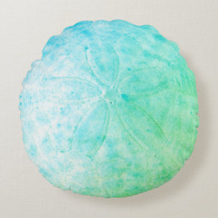 Blue Sand Dollar Nautische Kust Ronde Kussen