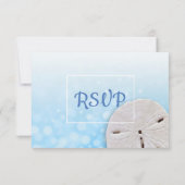 Blue Sand Dollar Oceanic Wedding RSVP-kaart RSVP Kaartje (Achterkant)