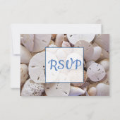 Blue Sand Dollar Oceanic Wedding RSVP-kaart RSVP Kaartje (Achterkant)