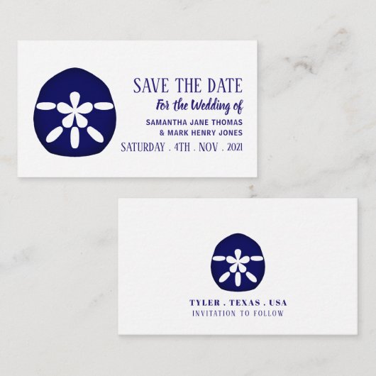 Blue Sand Dollar, sla de datum op Informatiekaartje (Voorkant / Achterkant)