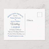 Blue Sand Dollar Thleding Wedding Save the Date Aankondigingskaart (Achterkant)