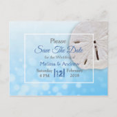 Blue Sand Dollar Thleding Wedding Save the Date Aankondigingskaart (Voorkant)