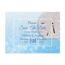 Blue Sand Dollar Thleding Wedding Save the Date