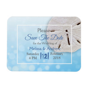 Blue Sand Dollar Wedding Save the Date Magnet Magneet
