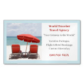 Blue Sand Red Chairs Agency Reisagent Beach Magnetisch Visitekaartje (Voorkant)