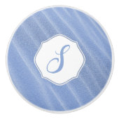 Blue Sand Ripples Monogram Ceramic Pull Keramische Knop (Voorkant)