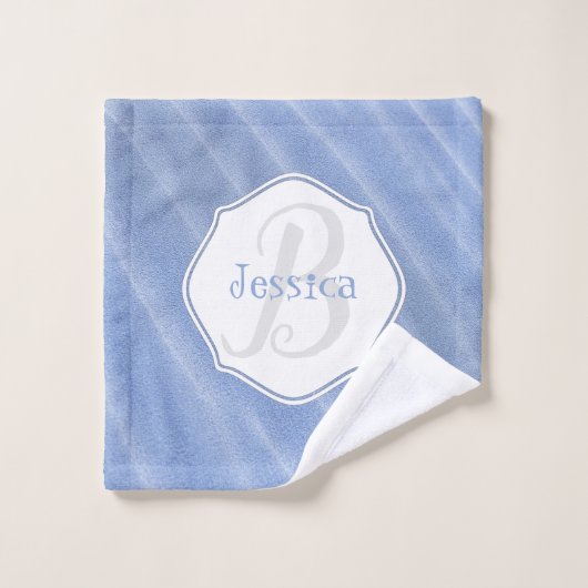 Blue Sand Ripples Personalized Bath Towel Set Bad Handdoek (Wasdoekje)