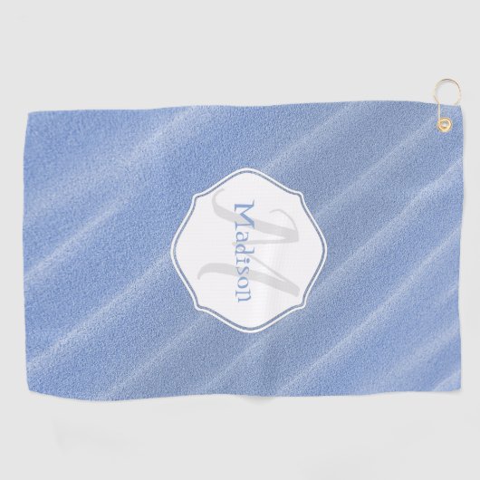 Blue Sand Ripples Personalized Golf Towel Golfhanddoek (Horizontaal)