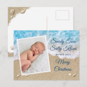 Blue Sandy Toes Salty Kisses Merry Kerstmis Briefkaart (Voorkant / Achterkant)