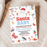 Blue Santa Baby Baby shower Kaart<br><div class="desc">Welkom je kleintje met onze hartverwarmende Boy Christmas Baby shower Invitation Printable. Personaliseer om de vreugde te delen met uw geliefden! BS556</div>