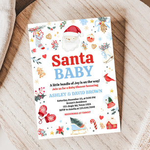 Blue Santa Baby Baby shower Kaart