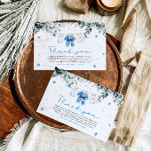 Blue Santa Baby Christmas Baby shower Dank u Kaart